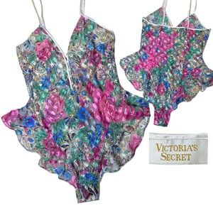 Vintage Gold Label Victoria’s Secret Floral Harlequin Teddy - Sz M